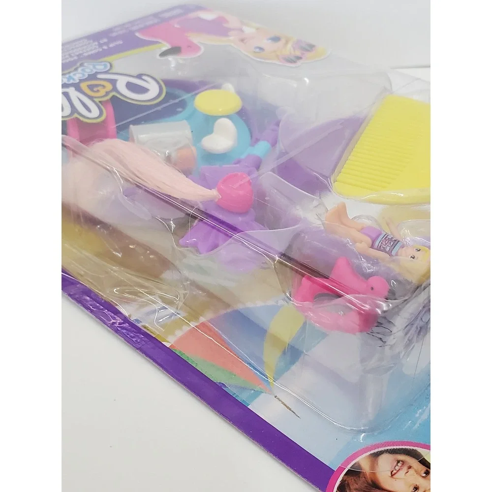 Polly Pocket Clip & Comb Pool Compact Playset Mattel GVM23 Purple Doll Acesories
